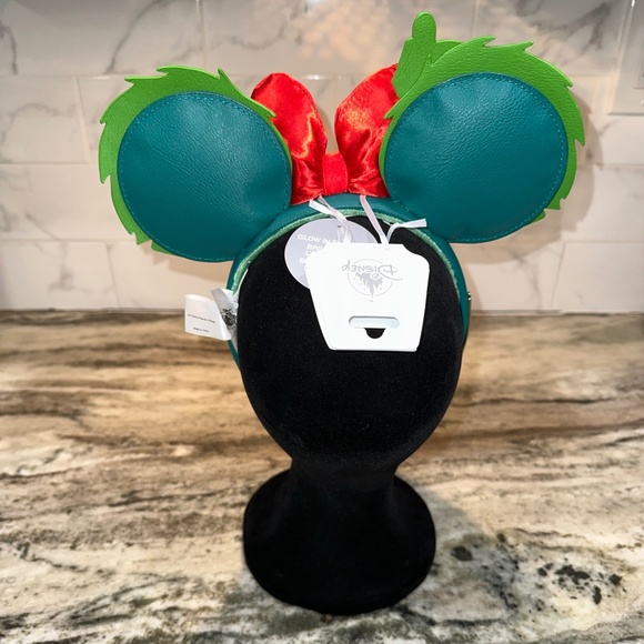 Disney Parks Loungefly Mickey & Minnie Holiday Christmas Glow Headband Ears NEW main image 8